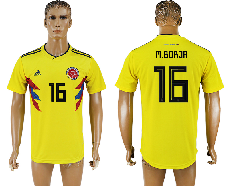 2018 world cup Maillot de foot COLUMBIA #16 M.BORJR YELLOW